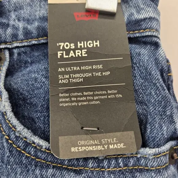 Levi's Premium Jeans Womens 24 70's High Flare NEW Rockabilly Cowgirl Bohemian - Picture 6 of 15